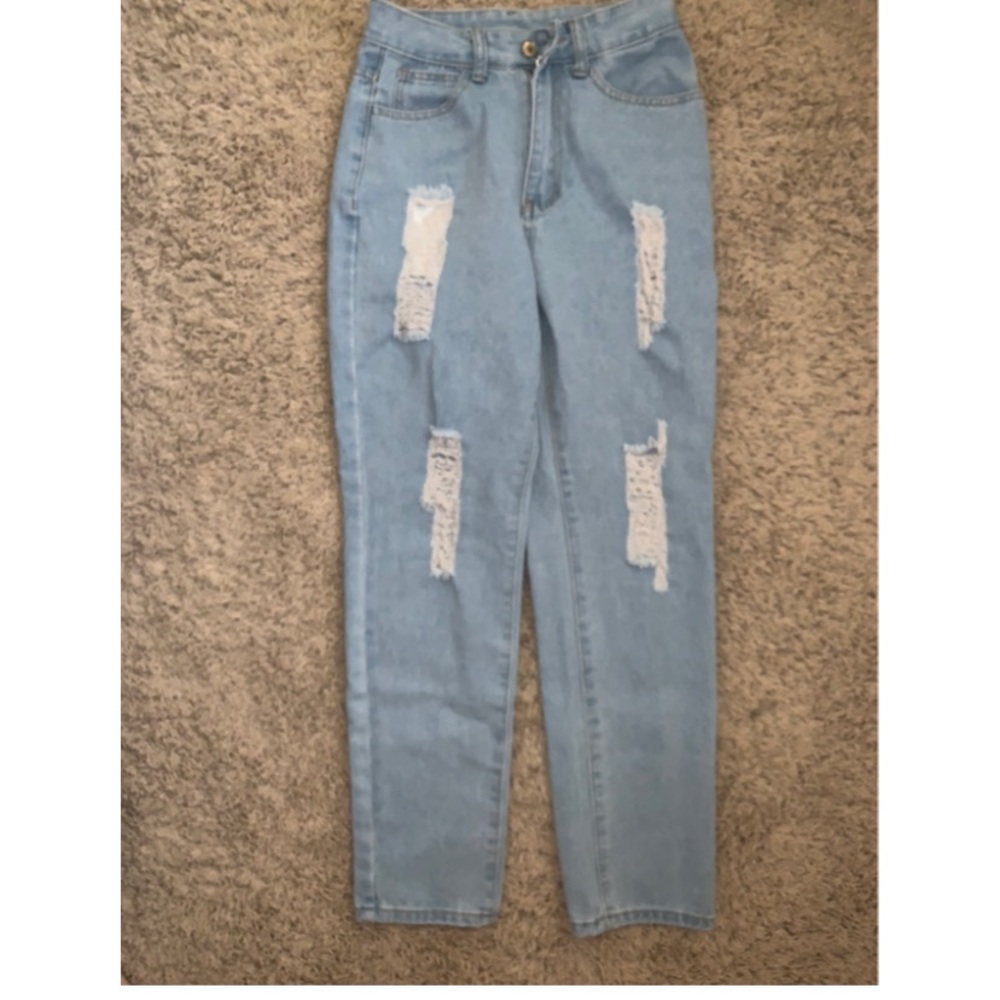 shein light washed ripped jeans